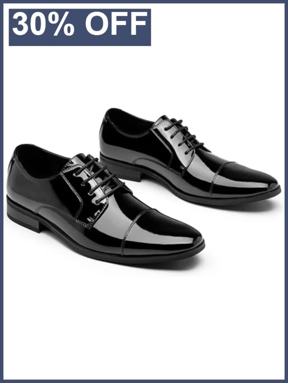Patent Leather Cap Toe Oxford Dress Shoes for Men, Slip Resistant Tuxedo Shoes